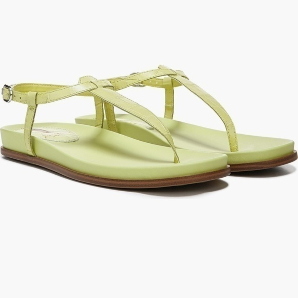 🆕Sam Edelman T-Strap Leather Naomi Sandal in Kiwi Green Total Vacay Vibes NIB